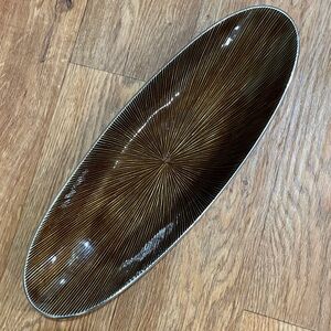 Simplydesignz 16” Elongated Modern Metal Organic Collection Rich Brown Tray